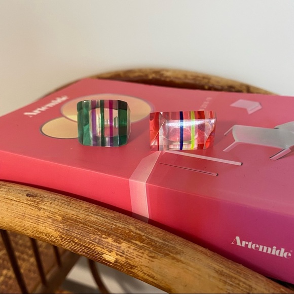 Vintage 60s 70s mod boho asymmetric lucite jelly ring w match - Picture 4 of 4